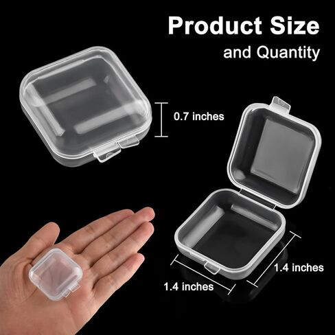 Mototo 60 Pieces Mini Plastic Jewelry Box Clear Storage Box Small Storage Containers with Hinged Lids for Beads Jewelry Earrings Chains Earplugs Craft, 1.4 x 1.4 x 0.7 Inches in Saudi Arabia