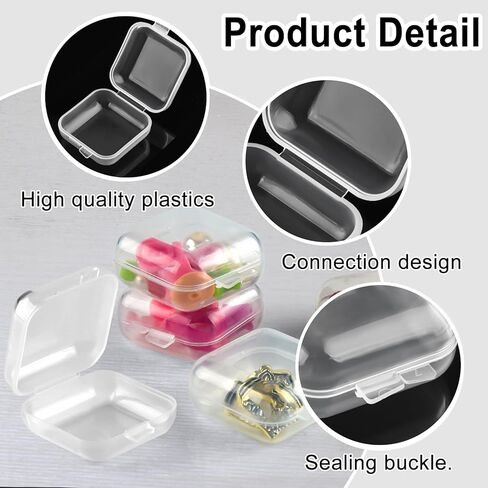 Mototo 60 Pieces Mini Plastic Jewelry Box Clear Storage Box Small Storage Containers with Hinged Lids for Beads Jewelry Earrings Chains Earplugs Craft, 1.4 x 1.4 x 0.7 Inches in Saudi Arabia