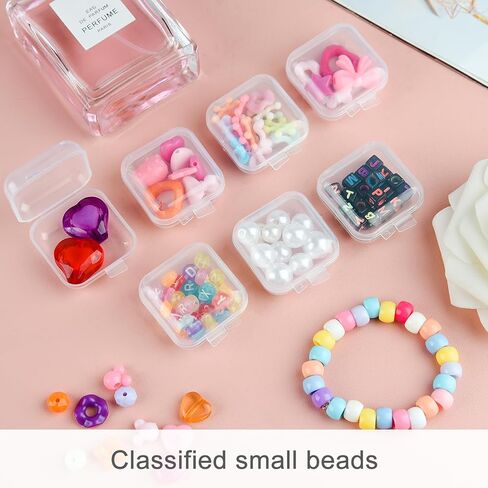 Mototo 60 Pieces Mini Plastic Jewelry Box Clear Storage Box Small Storage Containers with Hinged Lids for Beads Jewelry Earrings Chains Earplugs Craft, 1.4 x 1.4 x 0.7 Inches in Saudi Arabia