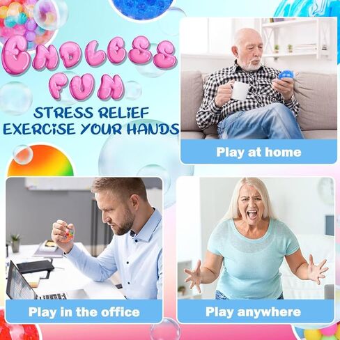 32Pcs Stress Balls, Squishy Squeeze Balls Bulk Small Squeeze Balls for Adults Stress Relief Party Favor Birthday Gift in Kuwait