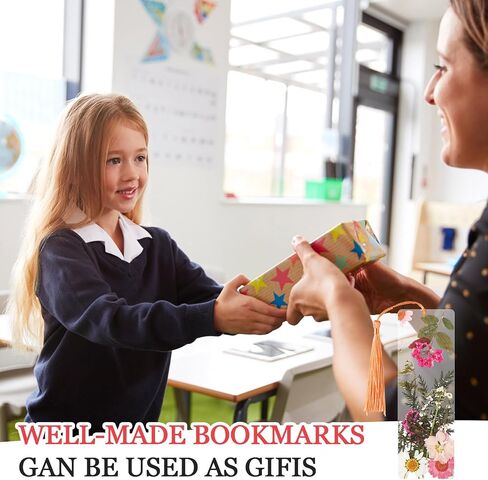 20 Sets Dried Flower Bookmark Making Kit Transparent Bookmark DIY Projects Craft Gift Bulk PET Sticker with Color Tassels and tweezer for Classroom Activities Reading Award and Book Lovers in Kuwait