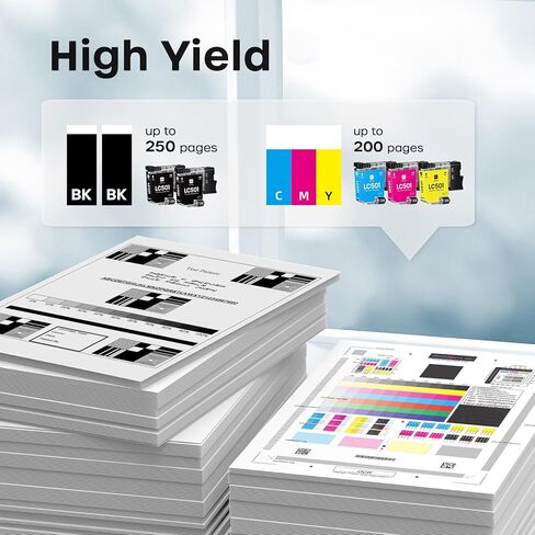 LC501 Ink Cartridges 5 Pack Compatible for Brother LC501 LC 501 Ink Cartridges LC501BK LC501C LC501M LC501Y use with MFC-J1260DW MFC-J1360DW MFC-J1410DW Printers (2 Black, 1 Cyan, 1 Magenta, 1 Yellow) in Kuwait