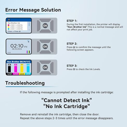 LC501 Ink Cartridges 5 Pack Compatible for Brother LC501 LC 501 Ink Cartridges LC501BK LC501C LC501M LC501Y use with MFC-J1260DW MFC-J1360DW MFC-J1410DW Printers (2 Black, 1 Cyan, 1 Magenta, 1 Yellow) in Kuwait