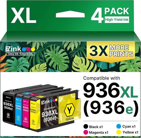 E-Z Ink 936XL 936e 936 Ink Cartridges for HP Printers Replacement for HP 936 Ink Cartridges Combo Pack Work with OfficeJet Pro 9125e 9120e 9730e 9130 9135e 9122e 9128e 9110b 9120b 9130b 9130e Printer in Kuwait