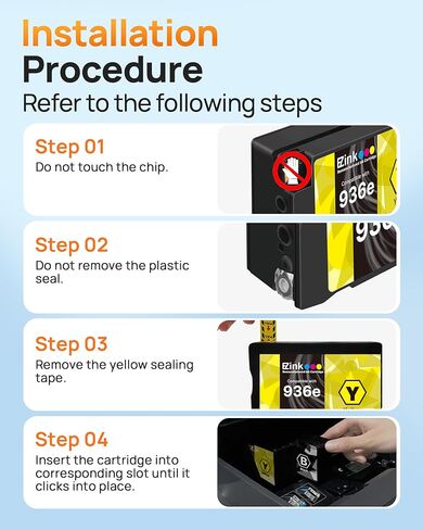 E-Z Ink 936XL 936e 936 Ink Cartridges for HP Printers Replacement for HP 936 Ink Cartridges Combo Pack Work with OfficeJet Pro 9125e 9120e 9730e 9130 9135e 9122e 9128e 9110b 9120b 9130b 9130e Printer in Kuwait