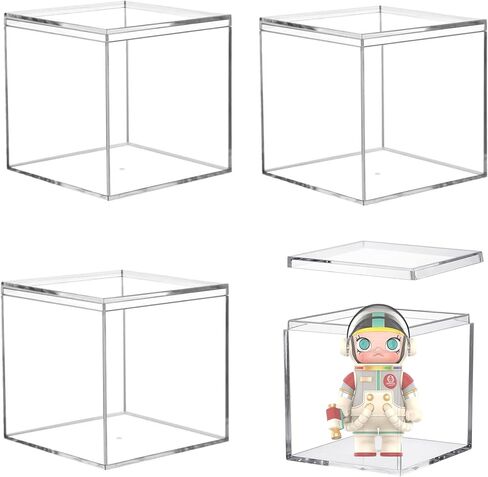 صندوق أكريليك شفاف، علبة عرض مكعبة مربعة من الأكريليك، حاوية صندوقية متعددة الأغراض، صناديق أكريليك مع أغطية للهدايا وحفلات الزفاف وحفلات عيد الحب وحبوب الحلوى وصندوق تخزين المجوهرات الصغيرة in Kuwait