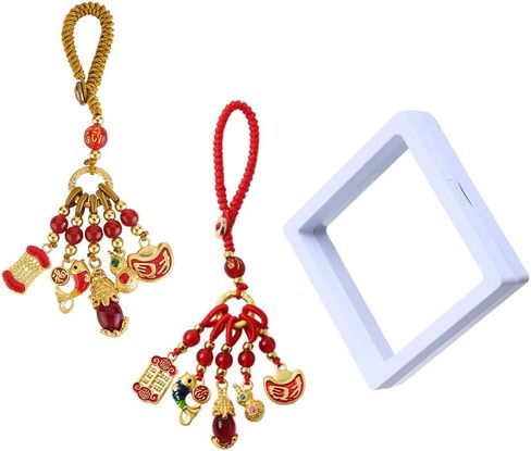 2Pcs New Year Lucky Enamel Alloy Keychain Fashionable Vibrant Colors Chinese Style Design for Car Keychain in Kuwait