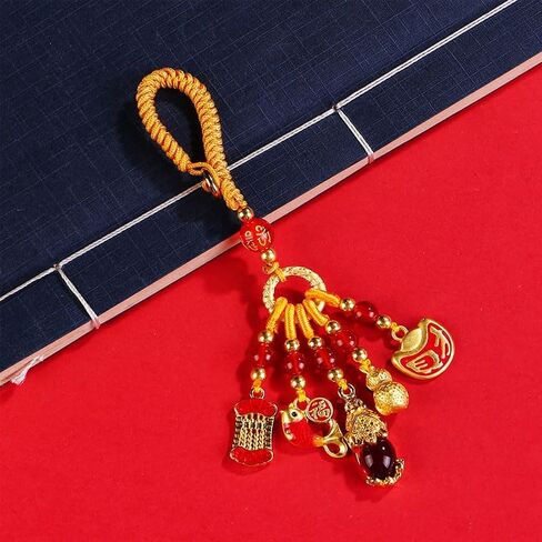2Pcs New Year Lucky Enamel Alloy Keychain Fashionable Vibrant Colors Chinese Style Design for Car Keychain in Kuwait
