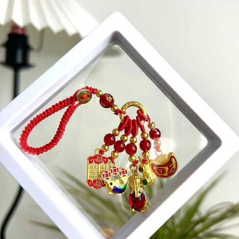 2Pcs New Year Lucky Enamel Alloy Keychain Fashionable Vibrant Colors Chinese Style Design for Car Keychain in Kuwait