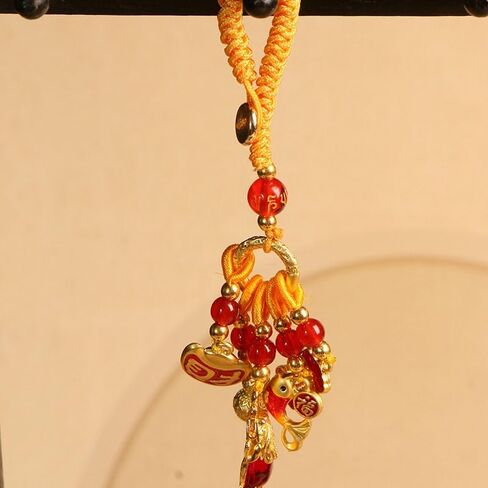 2Pcs New Year Lucky Enamel Alloy Keychain Fashionable Vibrant Colors Chinese Style Design for Car Keychain in Kuwait