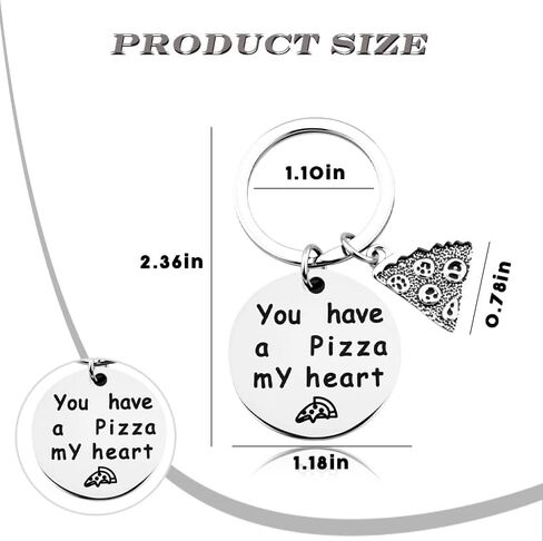 Funny Pizza Keychain for Husband Boyfriend Valentines Day Gifts for Him Her Funny Food Keychain for Pizza Lovers Birthday Foodie Gift Couples Anniversary Present Stainless Steel V-day Keychain Gift in Kuwait