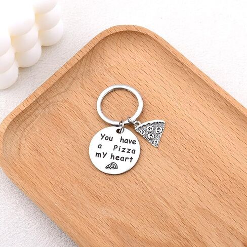 Funny Pizza Keychain for Husband Boyfriend Valentines Day Gifts for Him Her Funny Food Keychain for Pizza Lovers Birthday Foodie Gift Couples Anniversary Present Stainless Steel V-day Keychain Gift in Kuwait