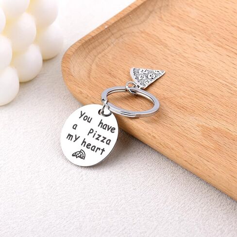 Funny Pizza Keychain for Husband Boyfriend Valentines Day Gifts for Him Her Funny Food Keychain for Pizza Lovers Birthday Foodie Gift Couples Anniversary Present Stainless Steel V-day Keychain Gift in Kuwait