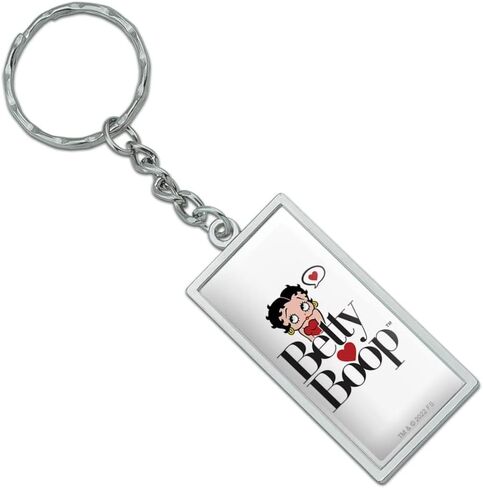 GRAPHICS & MORE Rectangle Betty Boop Heart Logo Keychain in Chrome Plated Metal in Saudi Arabia