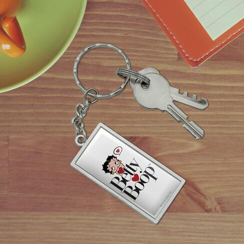 GRAPHICS & MORE Rectangle Betty Boop Heart Logo Keychain in Chrome Plated Metal in Saudi Arabia