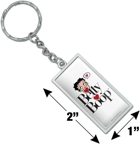 GRAPHICS & MORE Rectangle Betty Boop Heart Logo Keychain in Chrome Plated Metal in Saudi Arabia
