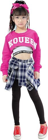 أزياء رقص الهيب هوب للفتيات من LOLANTA مكونة من 3 قطع ملابس مطبوعة بأكمام طويلة + تنانير بناطيل كولوتيس + سترة in Kuwait