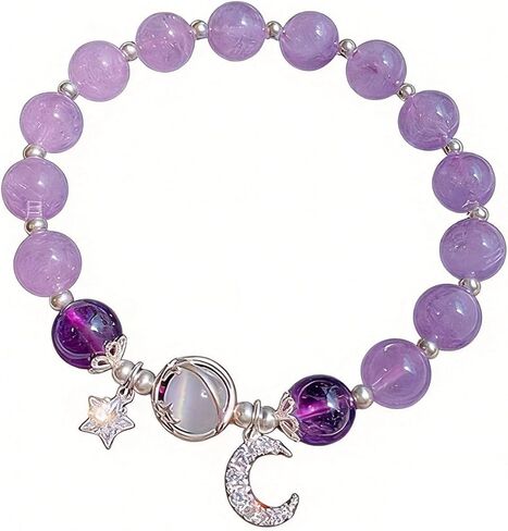 Star Moon Bracelet for Women Moon Stone Beaded Bracelet Opal Glaze Bracelet Stars Moon Planet Bracelet Handmade Jewelry for Women in Kuwait