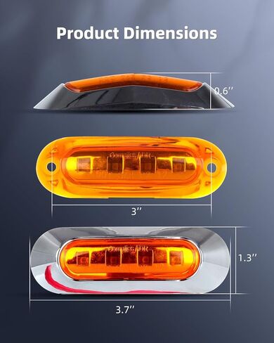 6 x Amber 4 LED Side Marker Indicator Lights Front Rear Tail Clearance Interior Stop Warning Running Lights w/Chrome Bezel Universial for 12-24V Auto Car Bus Truck Lorry Trailer Boat in Saudi Arabia