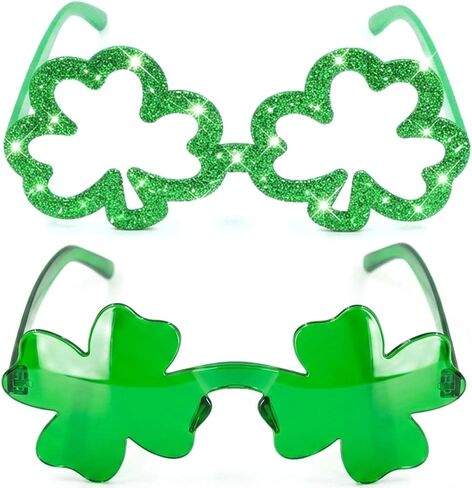 2 PCS St. Patrick's Day Sunglasses for Women Men, Green Clover Irish Shamrock Acrylic Glasses Accessories for Costume Party in Saudi Arabia
