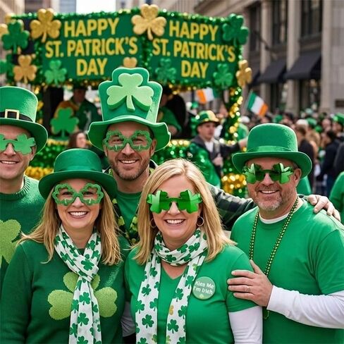 2 PCS St. Patrick's Day Sunglasses for Women Men, Green Clover Irish Shamrock Acrylic Glasses Accessories for Costume Party in Saudi Arabia