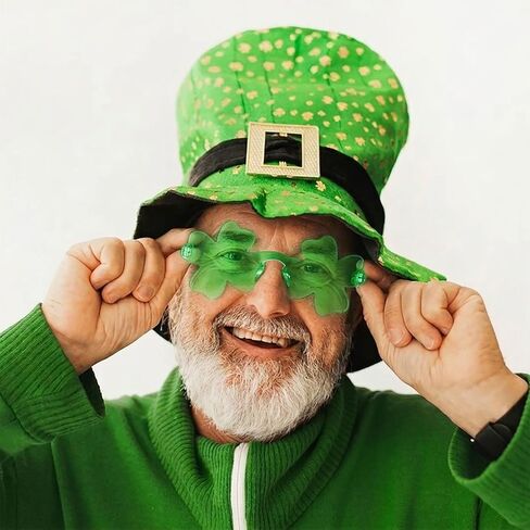 2 PCS St. Patrick's Day Sunglasses for Women Men, Green Clover Irish Shamrock Acrylic Glasses Accessories for Costume Party in Saudi Arabia