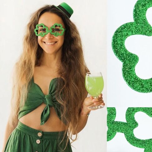 2 PCS St. Patrick's Day Sunglasses for Women Men, Green Clover Irish Shamrock Acrylic Glasses Accessories for Costume Party in Saudi Arabia