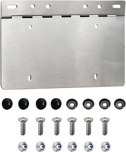 10511 304 حامل لوحة ترخيص بزاوية كروم شديدة التحمل من الفولاذ المقاوم للصدأ (مع مفصلات قابلة للتعديل)، مناسب للشاحنات/المقطورات/شبه الشاحنات/السيارات القديمة، إلخ (عبوة واحدة) in Kuwait