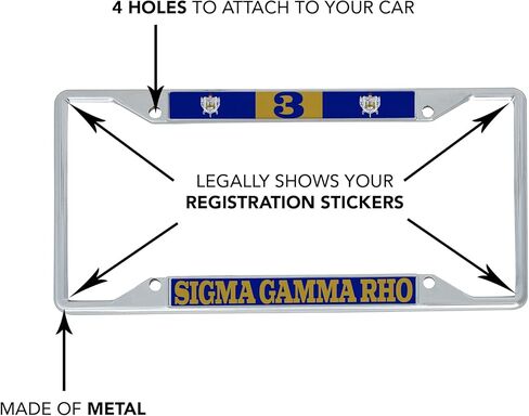 Desert Cactus Sigma Gamma Rho Car Accessories SGRhos Sigmas Metal License Plate Frame and Tag Holder for Front or Rear of Vehicle (#3 License Plate Frame) in Saudi Arabia