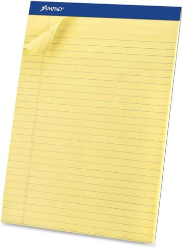 Ampad Perforated Pad, Size 8-1/2 x 11-3/4, Canary Yellow Paper, Legal Ruling, 50 Sheets Per Pad (20-260), 50 Count (Pack of 12) in Kuwait