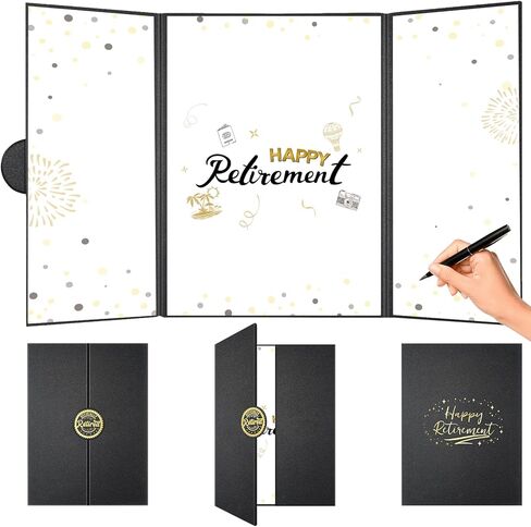 Black Gold Retirement Party Decorations, Officially Retired Alternative Signature Guest Book for Men Women Happy Retirement Gifts Signing Card Board for Retirement Farewell Party Supplies in Saudi Arabia