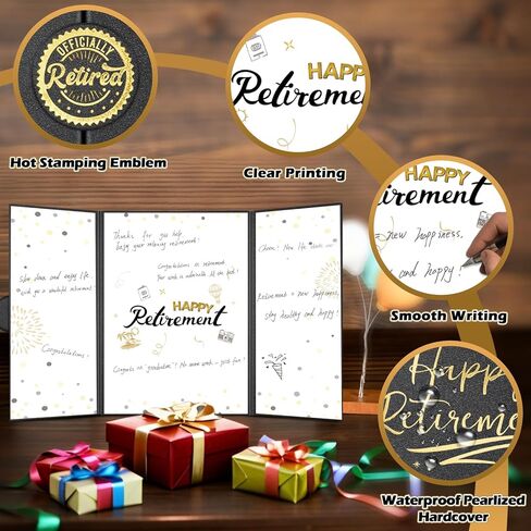 Black Gold Retirement Party Decorations, Officially Retired Alternative Signature Guest Book for Men Women Happy Retirement Gifts Signing Card Board for Retirement Farewell Party Supplies in Saudi Arabia