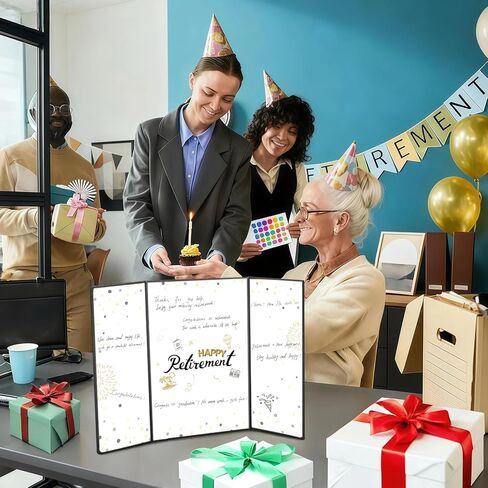Black Gold Retirement Party Decorations, Officially Retired Alternative Signature Guest Book for Men Women Happy Retirement Gifts Signing Card Board for Retirement Farewell Party Supplies in Saudi Arabia