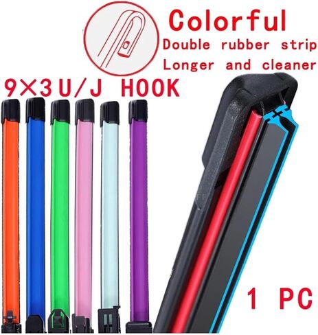 Colorful U J Hook Car Windshield Wiper Blades Universal Soft Double Layer Rubber Frameless Bracketless 16" 19" 20" 22" 24" 26"(Pink,16in (400mm)-1 pc) in Saudi Arabia