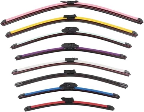 Colorful U J Hook Car Windshield Wiper Blades Universal Soft Double Layer Rubber Frameless Bracketless 16" 19" 20" 22" 24" 26"(Pink,16in (400mm)-1 pc) in Saudi Arabia