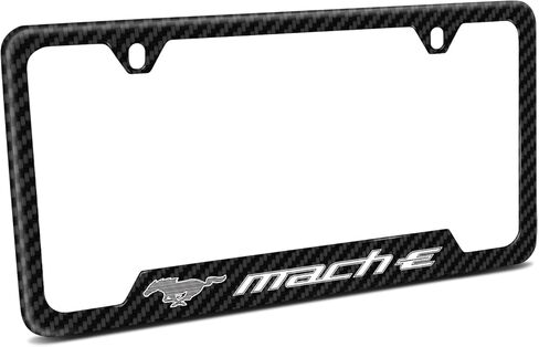 iPick Image for Ford Mustang Mach-E Black Carbon Fiber Texture ABS Plastic 50 States License Plate Frame in Saudi Arabia