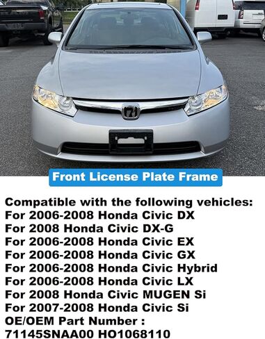 حامل إطار لوحة ترخيص المصد الأمامي من FASTCHE متوافق مع 2006 2007 2008 Honda Civic لوحة الترخيص الأمامية استبدال # 71145SNAA00 HO1068110 in Saudi Arabia