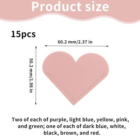 15 Pack Leather Heart Bookmarks for Women Men, Handmade Page Corner Markers, Cute Book Accessories for Reading, Bulk Bookish Gifts for Book Lovers Teachers Coworkers, Assorted Colors in Saudi Arabia