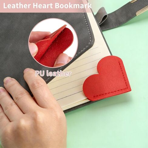 15 Pack Leather Heart Bookmarks for Women Men, Handmade Page Corner Markers, Cute Book Accessories for Reading, Bulk Bookish Gifts for Book Lovers Teachers Coworkers, Assorted Colors in Saudi Arabia