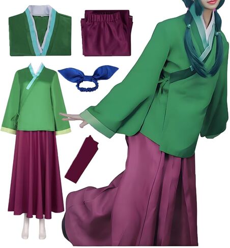 Anime Cosplay Costume Dress Uniform Outfit Green Kimono Full Set for Women in Saudi Arabia