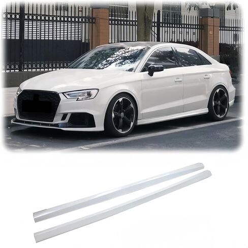 CHIESMA Side Skirt Fit for Audi A3 2013-2020 Progressiv/Prestige/Premium/Komfort/Titanium/Select/S Line/Dynamic Sedan 4-Door ABS Glacier White Side Bottom Line Extension Lip 2PC Body Kit in Kuwait