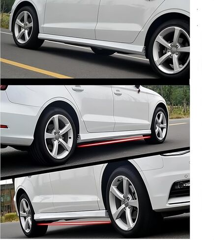 CHIESMA Side Skirt Fit for Audi A3 2013-2020 Progressiv/Prestige/Premium/Komfort/Titanium/Select/S Line/Dynamic Sedan 4-Door ABS Glacier White Side Bottom Line Extension Lip 2PC Body Kit in Kuwait