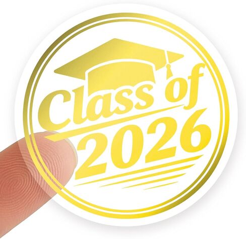 100 x Class of 2026 Envelope Seals Labels Stickers, Clear Real Foil Graduation Round Stickers, 2026 Graduation Announcement Stickers, Metallic Class of 2026 Sticker (Classic, Gold) in Saudi Arabia
