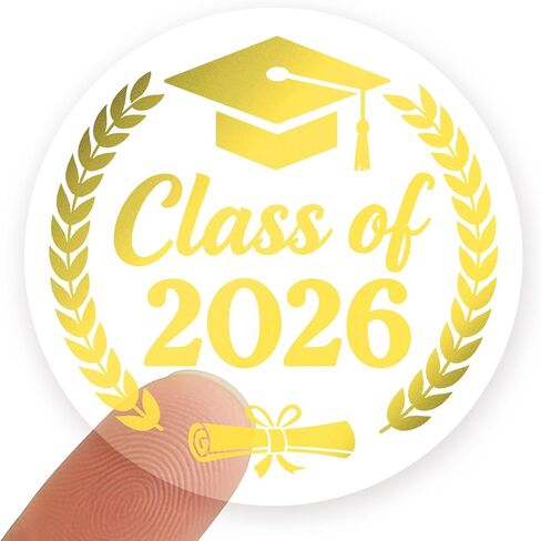100 x Class of 2026 Envelope Seals Labels Stickers, Clear Real Foil Graduation Round Stickers, 2026 Graduation Announcement Stickers, Metallic Class of 2026 Sticker (Classic, Gold) in Saudi Arabia
