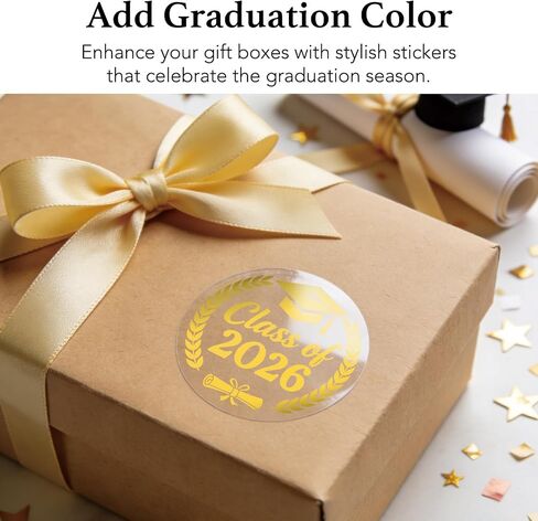 100 x Class of 2026 Envelope Seals Labels Stickers, Clear Real Foil Graduation Round Stickers, 2026 Graduation Announcement Stickers, Metallic Class of 2026 Sticker (Classic, Gold) in Saudi Arabia