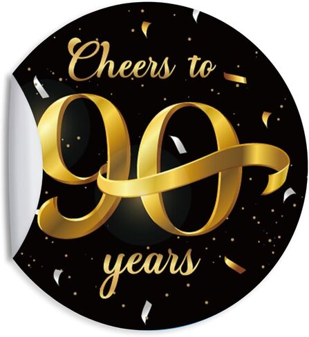80 قطعة من ملصقات عيد الميلاد التسعين من الذهب الأسود - هتافات حتى 90 عامًا - ملصقات لاصقة مستديرة مقاس 1.5 بوصة - لوازم حفلات الذكرى السنوية التسعين لعيد الميلاد - رائعة لتفضلات الحفلات، وأختام الأظرف، وحقائب الهدايا الجيدة in Kuwait