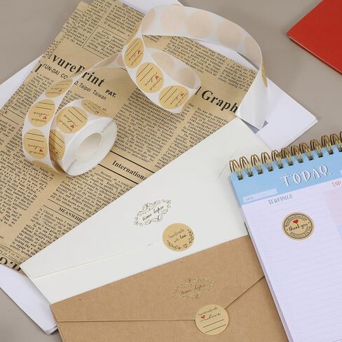 Handmade Stickers Set, 1500 Pieces Thank You Round Stickers Handmade with Love Sticker Roll 1 Inch Thank You & Love Labels Round Adhesive Eco-Friendly Sticker for Present Bag Thanksgiving (3 Rolls) in Saudi Arabia