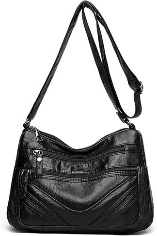 Crossbody Bags For Women, Soft PU Leather Shoulder Bag Multi Pocket Hobo Tote Bag and Handbags in Saudi Arabia