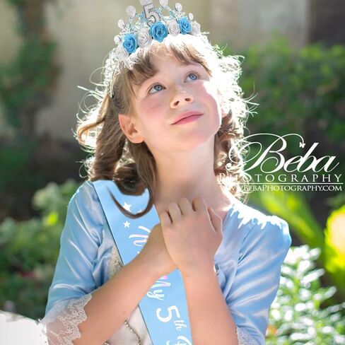 CUBACO 5th Birthday Crown Headband and Sash, 5 Year Old Girl Birthday Gift Ideas for Blue Princess Crown, Frozen Party Decorations Favors for Girls Outfit in Kuwait