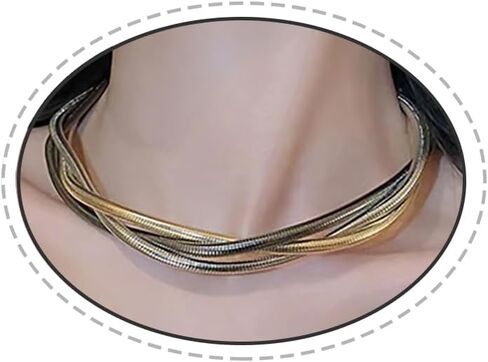 Multilayered Chunky Choker Necklace for Women, Punk Stainless Steel Snake Bone Wrap Necklace, Multilayered Punk Hip Hop Spring Collar Necklace, Prom Jewelry in Kuwait